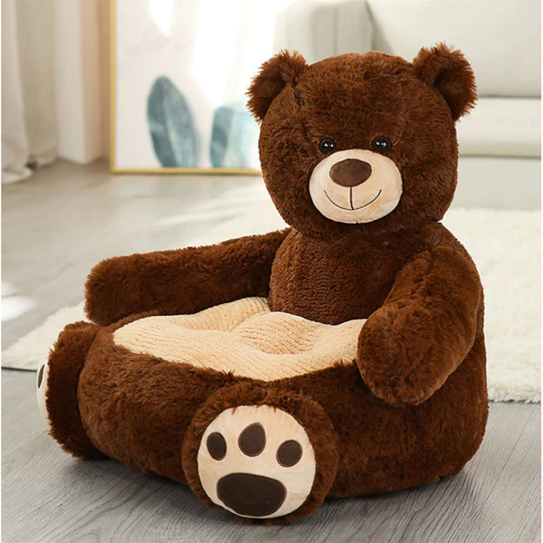 Fauteuil Bébé Animaux BabySofa ours brun foncé avec design chaleureux.