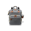 Sac à dos à langer gris, design élégant avec poches multiples pour une organisation optimale.