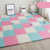 Tapis d'éveil bébé Rose-Blanc-Bleu, parfait pour une chambre d'enfant apaisante.