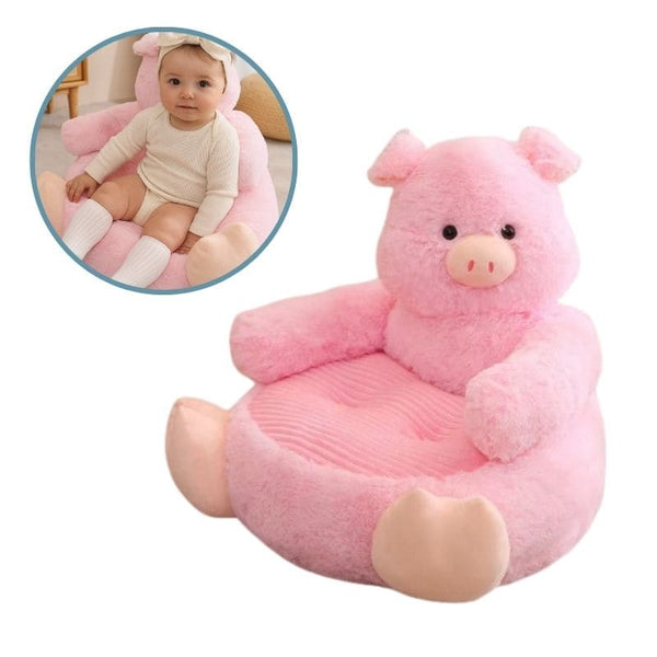Fauteuil Bébé Animaux cochon rose avec bébé assis dans un encart rond