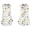 Lange d’Emmaillotage bébé motif tropical jaune et gris recto verso