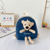 Sac à dos maternelle personnalisé bleu avec prénom "Thomas", orné d'une peluche ourson.