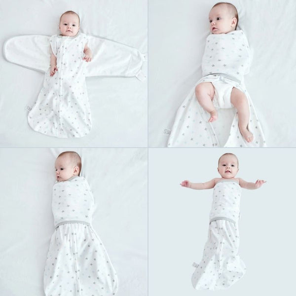 Vue détaillée des différentes positions d'emmaillotage avec la Gigoteuse d'Emmaillotage Bébé.