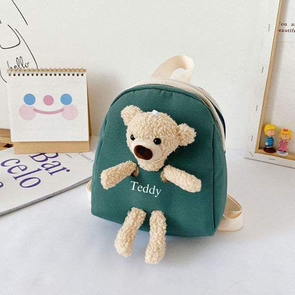 Modèle vert du sac à dos maternelle personnalisé, idéal pour les jeunes enfants.