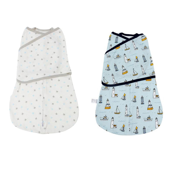 2 Gigoteuses d'Emmaillotage Bébé - Voilier et Étoiles