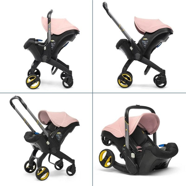 Poussette Siège Auto rose multifonction : plusieurs positions montrées
