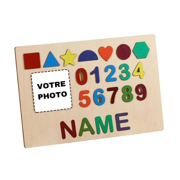Puzzle personnalisé en bois avec espace pour ajouter une photo.