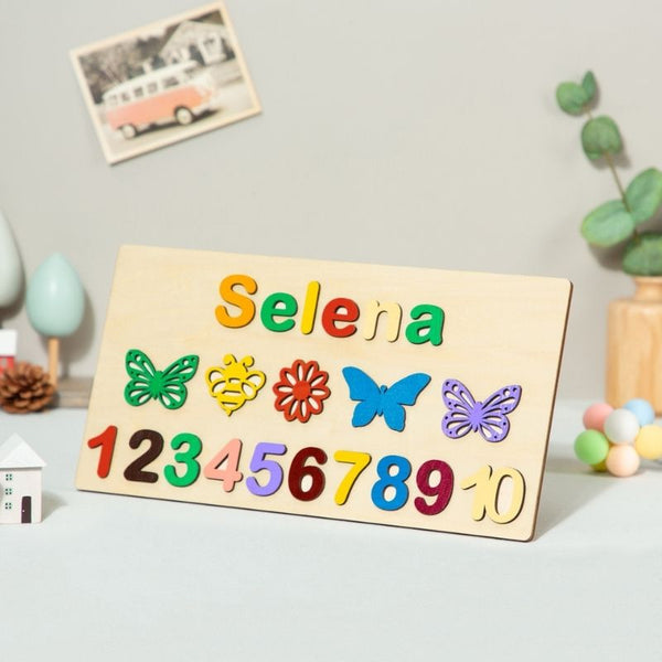 Cadeau unique, puzzle personnalisé en bois pour l'apprentissage des couleurs.