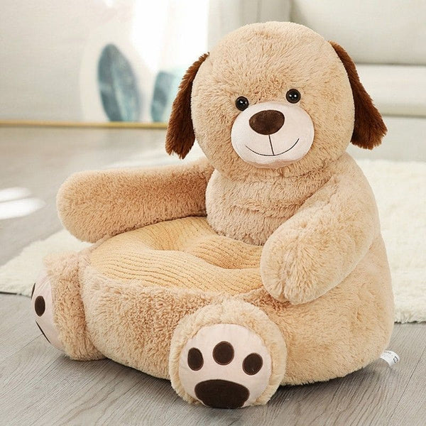 Fauteuil Bébé Animaux chien beige à grandes oreilles, sur sol bois clair