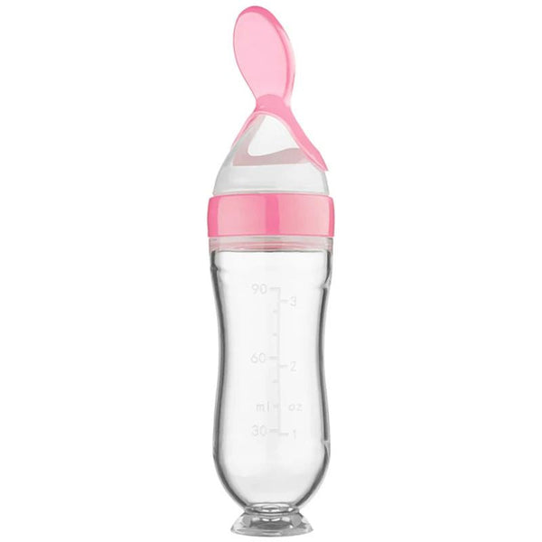 Biberon Cuillère rose idéal pour les repas de bébé.