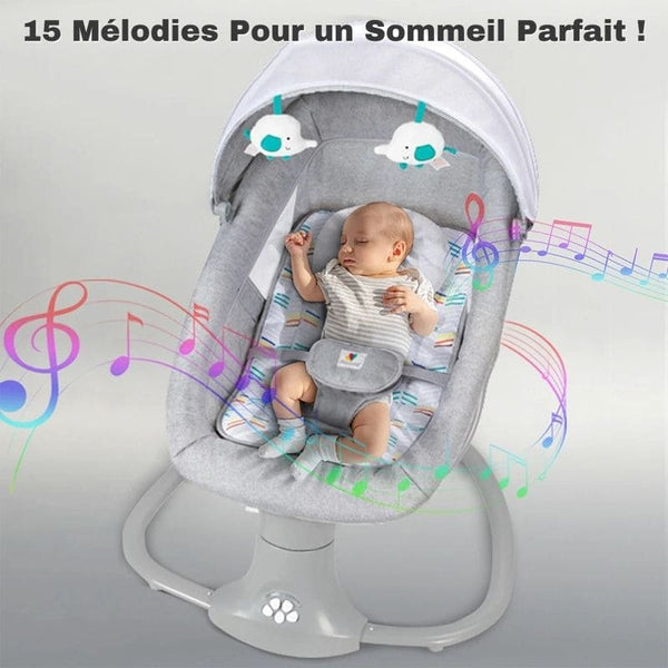 Balancelle Bébé Électrique avec 15 mélodies pour apaiser le sommeil de votre enfant.