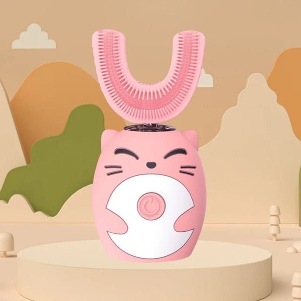 Brosse à dents électrique bébé pour les 7-14 ans, modèle rose, design mignon et ergonomique.