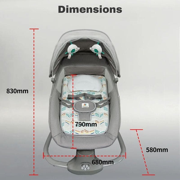 Dimensions détaillées de la Balancelle Bébé Électrique pour un espace adapté à votre intérieur.