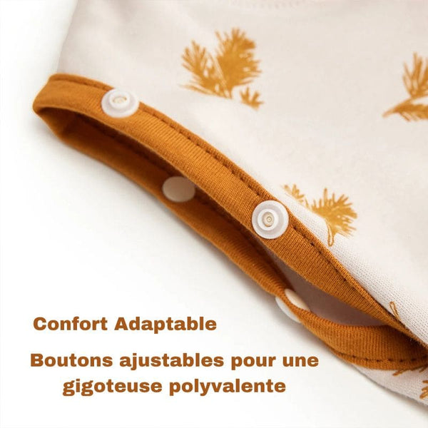 Gros plan sur les boutons du Lange d'Emmaillotage EcoWrap, pratiques et ajustables.