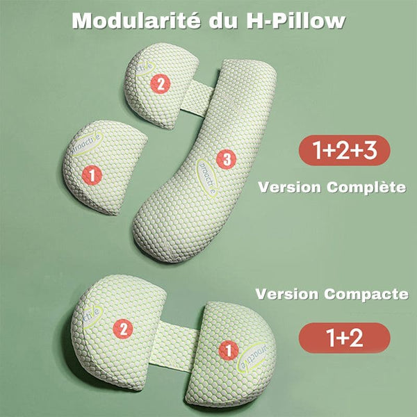 Position ajustable avec le Coussin de Grossesse BumpPillow-H, idéal pour soulager les lombaires.