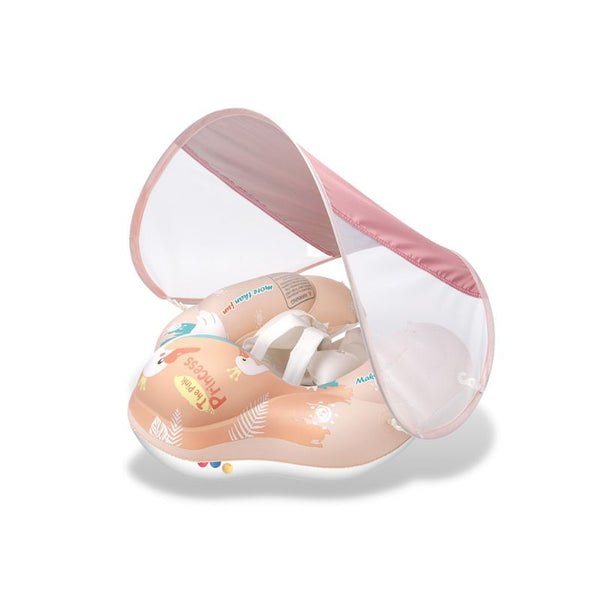 Bouée bébé avec ombrelle rose pour une protection solaire optimale