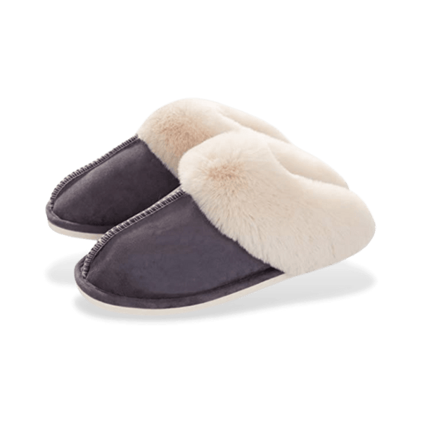 Chaussons Chauds Femme gris avec fourrure douce pour un style cosy.