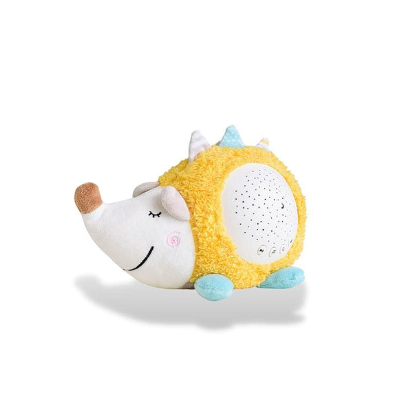 Peluche veilleuse bébé hérisson avec projection étoilée intégrée.