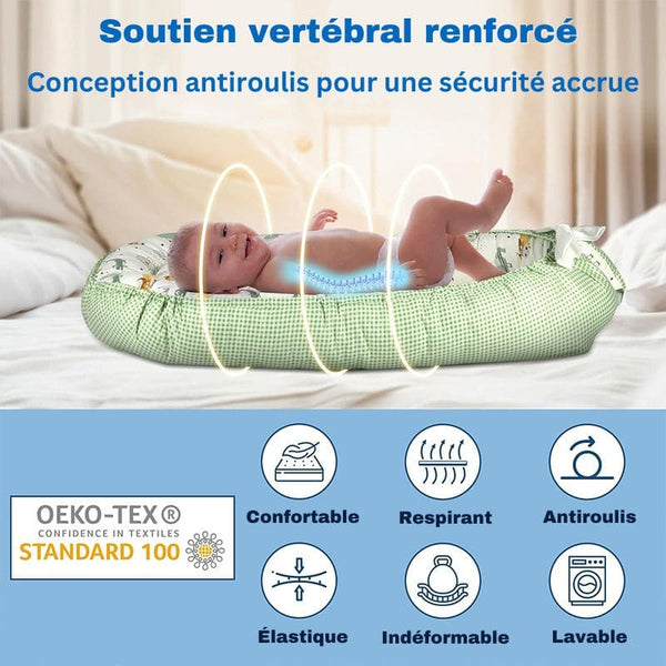 Réducteur de Lit Bébé sécurisé avec soutien dorsal renforcé, idéal pour des nuits paisibles.