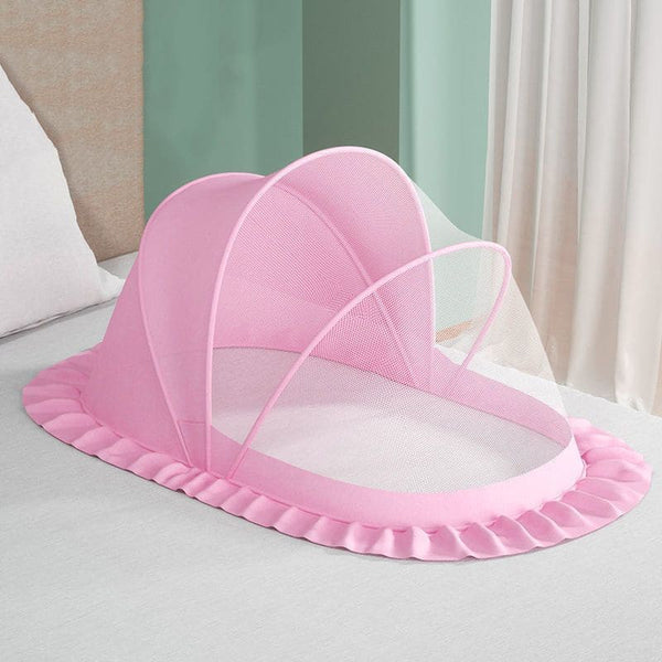 Moustiquaire bébé pliable rose pour protéger bébé des moustiques.