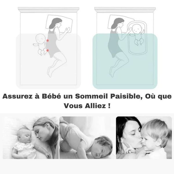 Réducteur de Lit Bébé illustré comme solution idéale pour le co-dodo sécurisé.