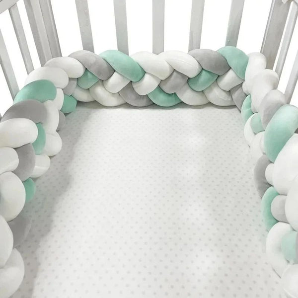 Tour de Lit Tressé BabyBraide modèle Gris-Blanc-Vert