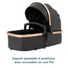 Capote réglable 5 positions avec accoudoir en cuir PU – Poussette 3 en 1 en cuir PU élégante et pratique