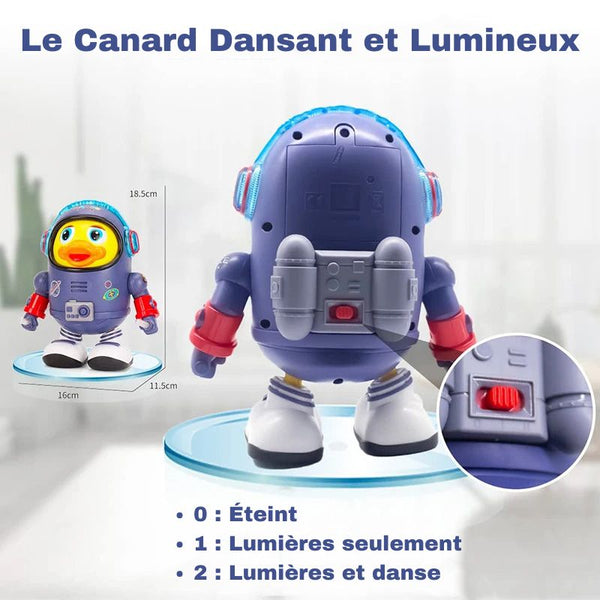 Options lumineuses et interactives du Jouet d'Éveil Bébé Canard Dansant.