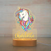 LumiCorn Charlotte, veilleuse bébé personnalisée licorne arc-en-ciel.