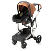 Poussette 3 en 1 en cuir PU avec siège auto clipé sur châssis – mobilité et confort dès la naissance