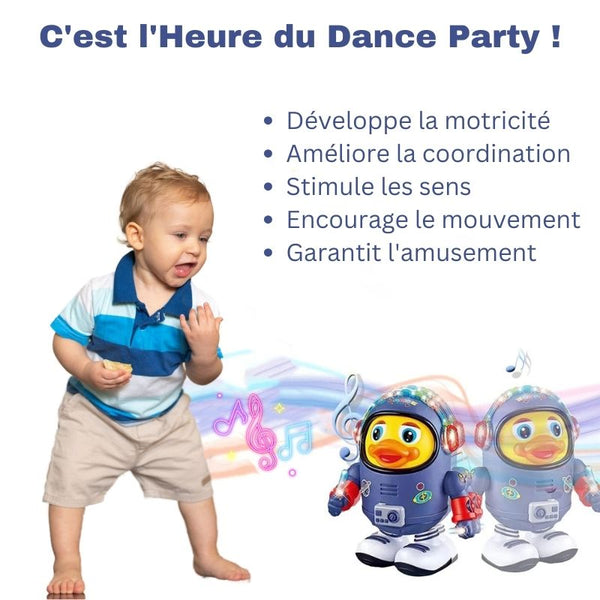 Le Jouet d'Éveil Bébé Canard Dansant, idéal pour développer la motricité des enfants.