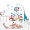 Mobile bébé musical et lumineux BabyShine avec télécommande et projection étoilée. Modèle bleu.