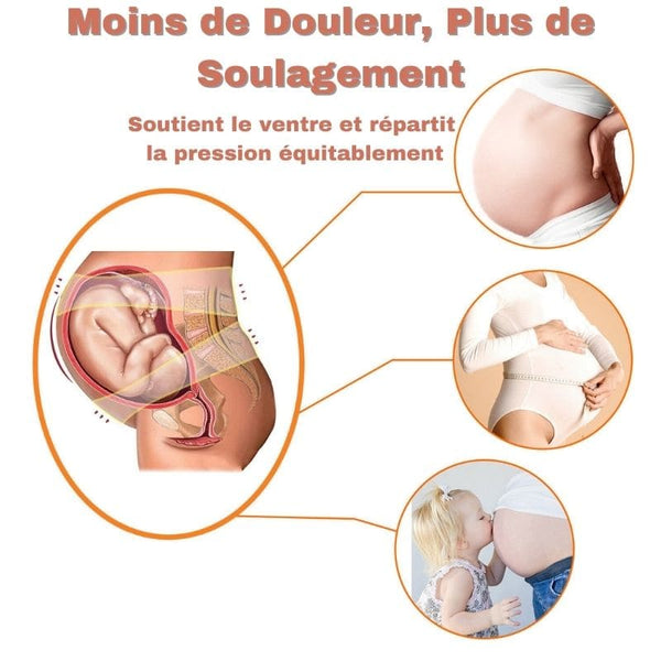 Ceinture de Soutien de Grossesse beige vue en gros plan avec des matériaux respirants.