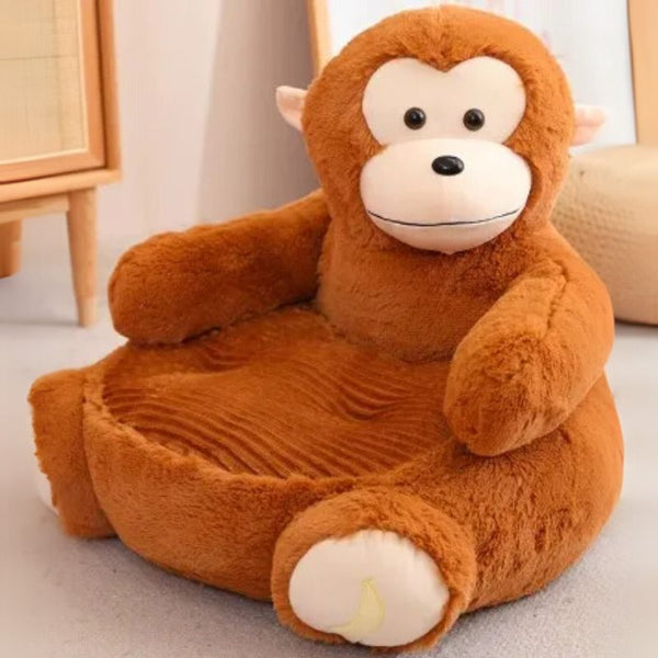 Fauteuil Bébé Animaux singe brun avec visage souriant et motif banane