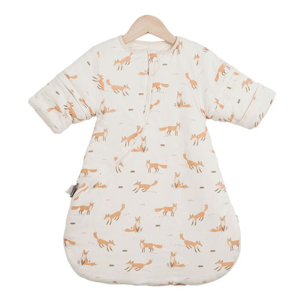 Gigoteuse Hiver bébé crème avec motif renards orange en coton chaud