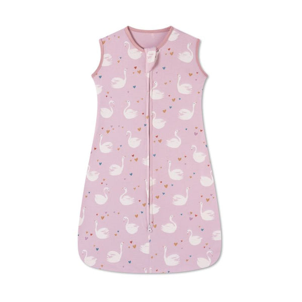 Gigoteuse légère d’été motif Cygnes blancs sur fond rose