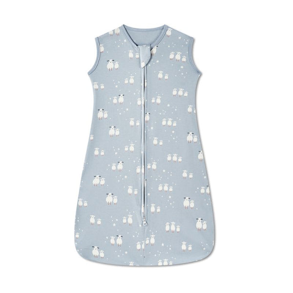 Gigoteuse légère d’été motif Agneaux sur fond bleu