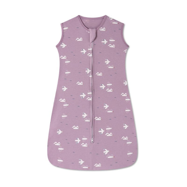 Gigoteuse légère d’été motif Montagne et oiseaux sur fond mauve