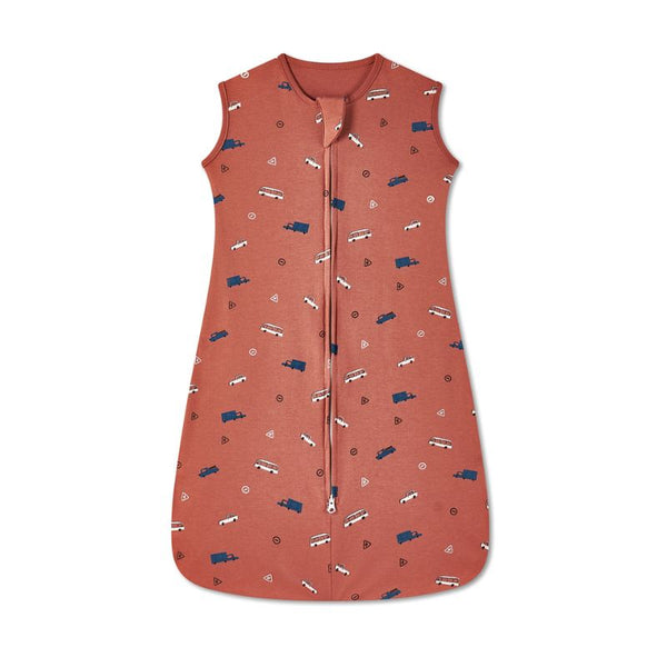 Gigoteuse légère d’été motif Véhicules sur fond terracotta