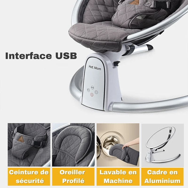 Cadre en aluminium de la Balancelle électrique Bébé, lavable en machine.