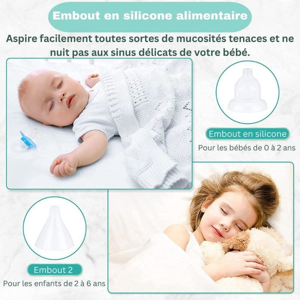 Embout en silicone alimentaire pour Aspirateur Nasal Bébé - convient de 0 à 6 ans