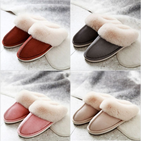 Chaussons Chauds Femme avec peluche chaude pour un confort optimal : gris, rouge, rose et beige.