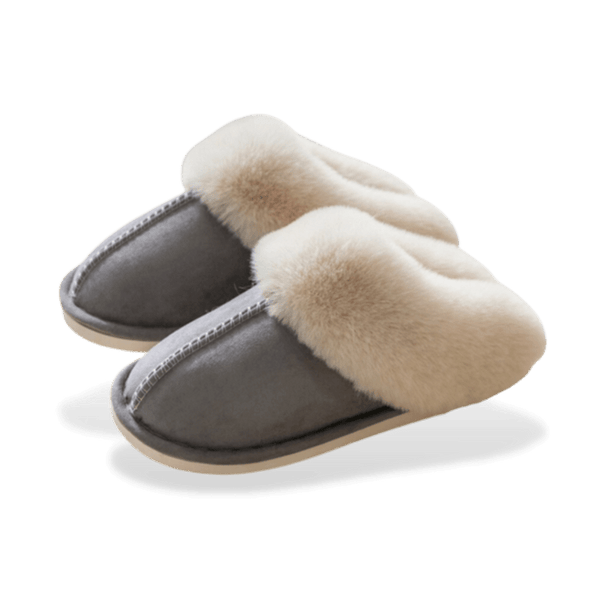Chaussons Chauds Femme gris avec peluche chaude pour un confort optimal.