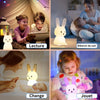 Veilleuse bébé lapin idéale pour la lecture, le biberon ou comme jouet lumineux.
