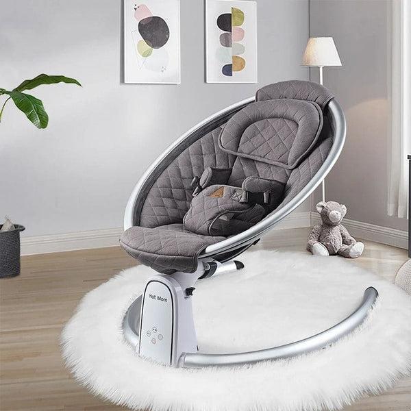 Balancelle électrique Bébé grise élégante, avec finition haut de gamme.
