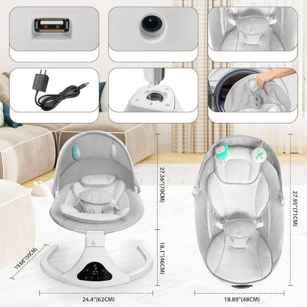 Vue détaillée du Transat Balancelle avec dimensions et accessoires inclus pour un confort optimal.