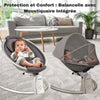 Protection et confort avec la Balancelle électrique Bébé équipée d'une moustiquaire.