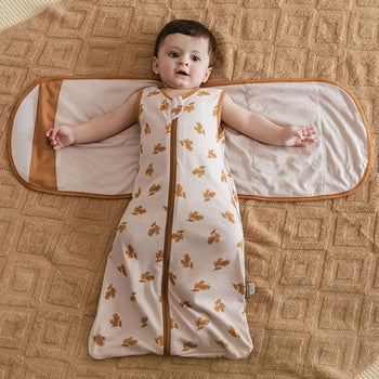 Gigoteuse d’emmaillotage d’été pour bébé allongé, bras ouverts – vue dépliée