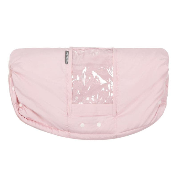 Protège Main Poussette rose avec Fenêtre Transparente pour smartphone.