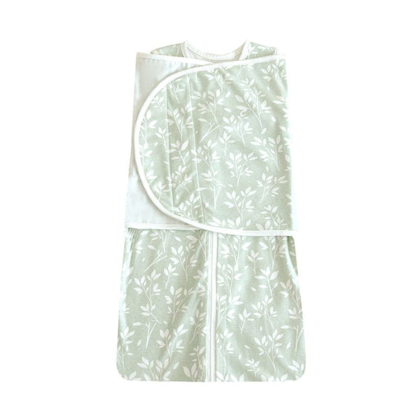 Gigoteuse d’emmaillotage d’été verte à motifs feuillage – style naturel et apaisant